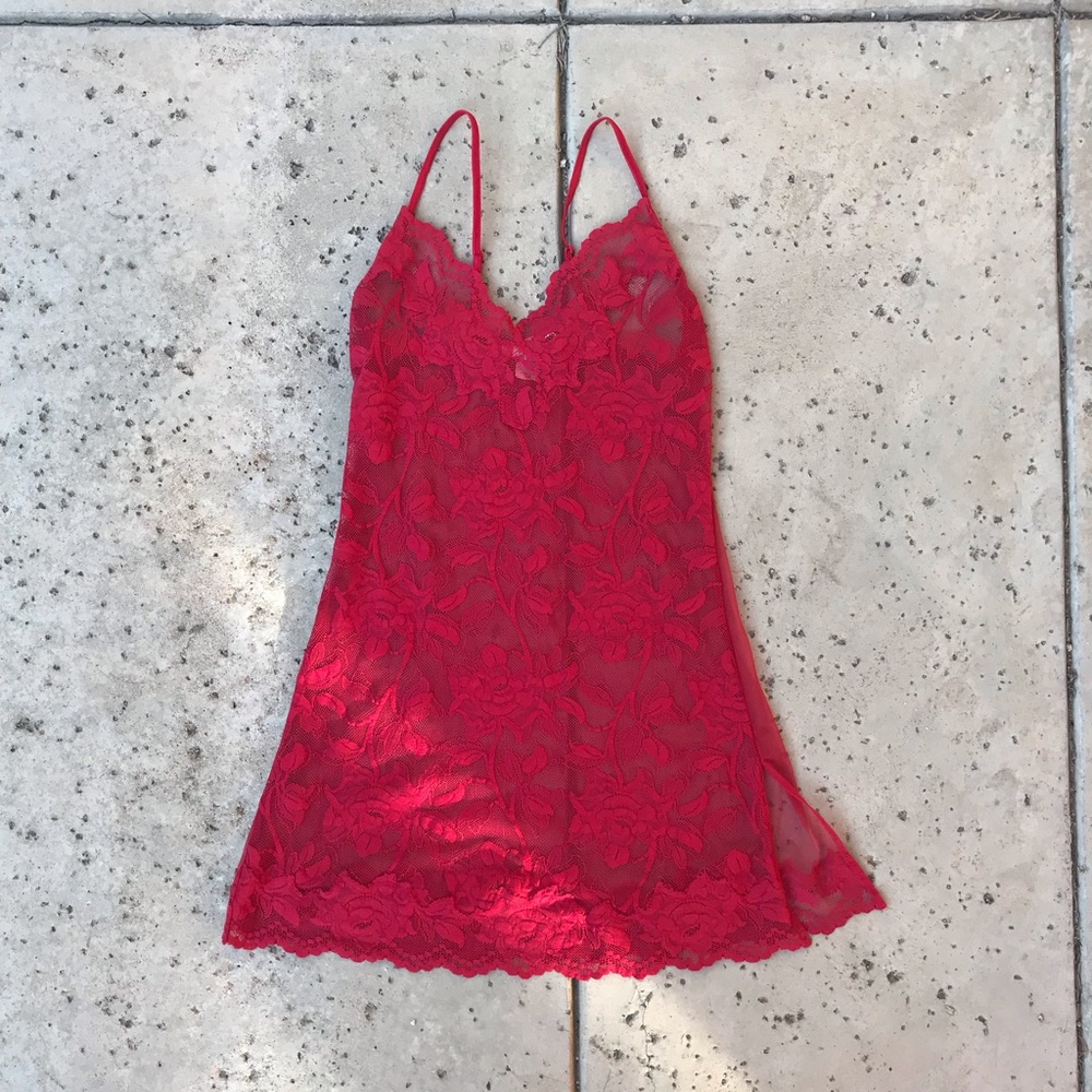 Victoria’s Secret red lace slip